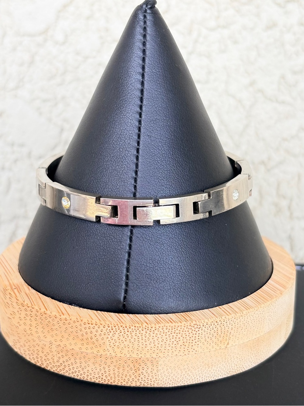 Sleek Stainless Steel Link Bracelet with Clear Stones